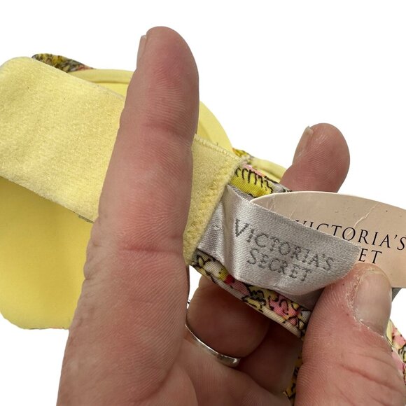 Vintage Victorias Secret Yellow Floral Underwire Push-up Bra Size 36D - Picture 7 of 7